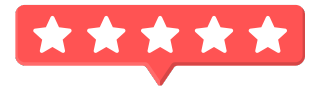Ilustração de cinco estrelas em fundo vermelho para avaliações de um advogado em Itapetininga.