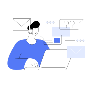 Ilustração de um assistente virtual pronto para ajudar clientes no formulário de contato do site de um advogado Imobiliário em Itapetininga.