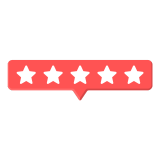 Ilustração de cinco estrelas em fundo vermelho para avaliações de um advogado previdenciário em Itapetininga.